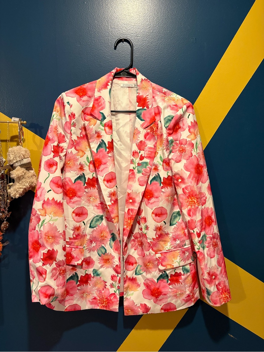 Staccato White & Pink Floral Blazer NWOT
